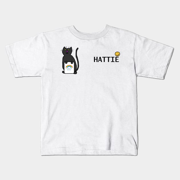 Hattie Cute Cat Essential Worker Rainbow Kids T-Shirt by ellenhenryart